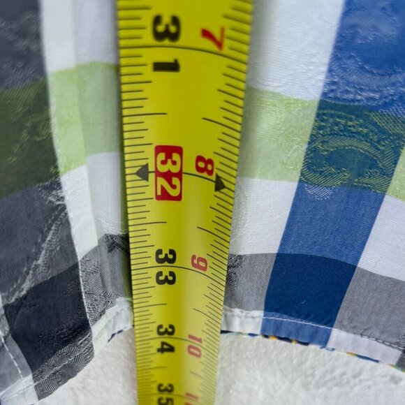 Robert Graham Mens Contemporary Fit Paisley Checkered Polo Blue Green Size 3XL - Picture 4 of 10